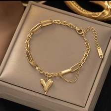 Woman Female 18K Gold Plated Stainless Steel Braided Bangle Bracelet 7.9'' Gifts