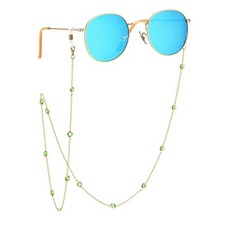 Yachu Eyewear Chain for Women Glasses Chains Sunglasses Green Beads Chain -Gold