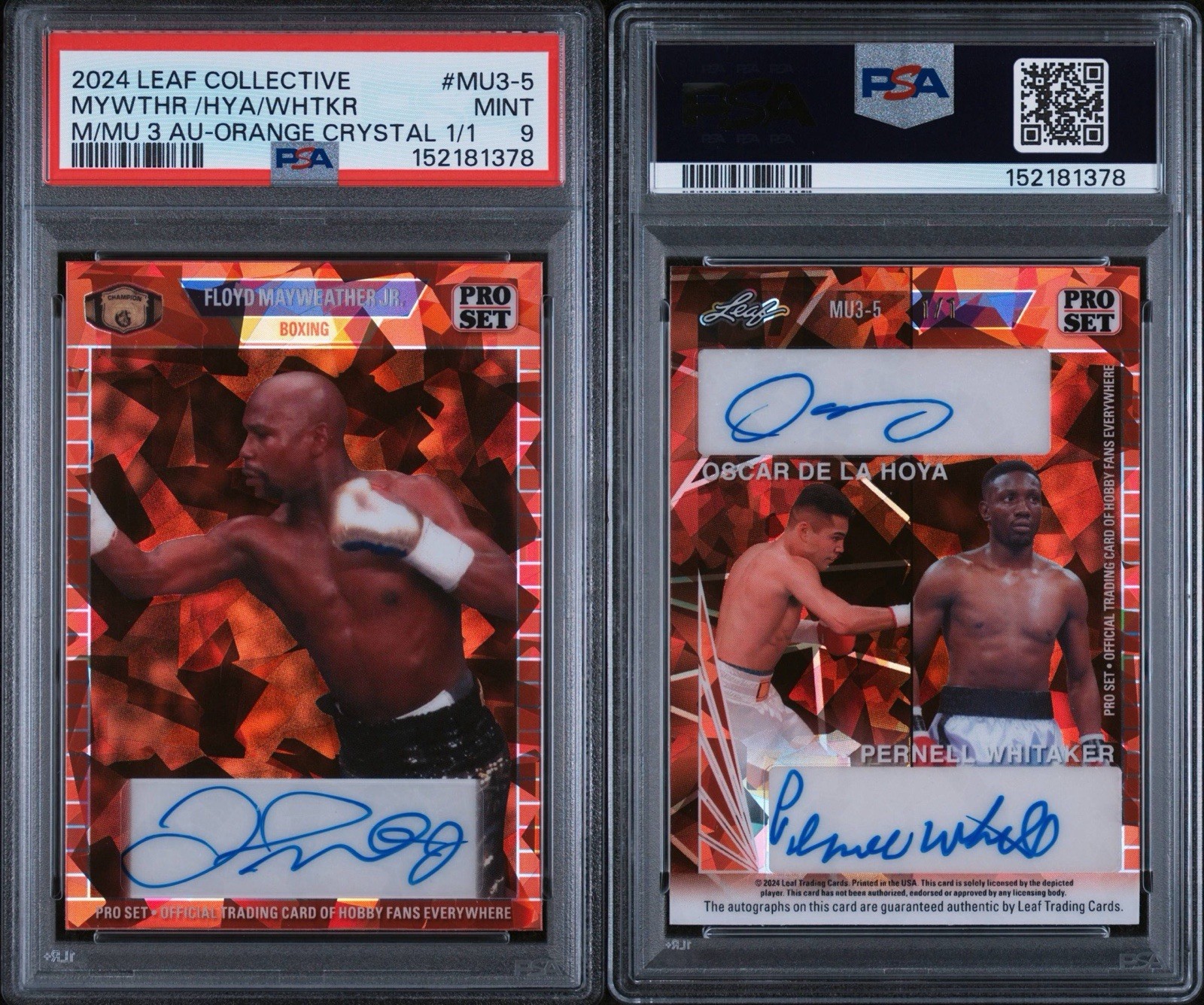 2024 Leaf Collective Multi Mash Up 3 Auto Mayweather/Hoya/Whitaker Orange 1/1 view 3