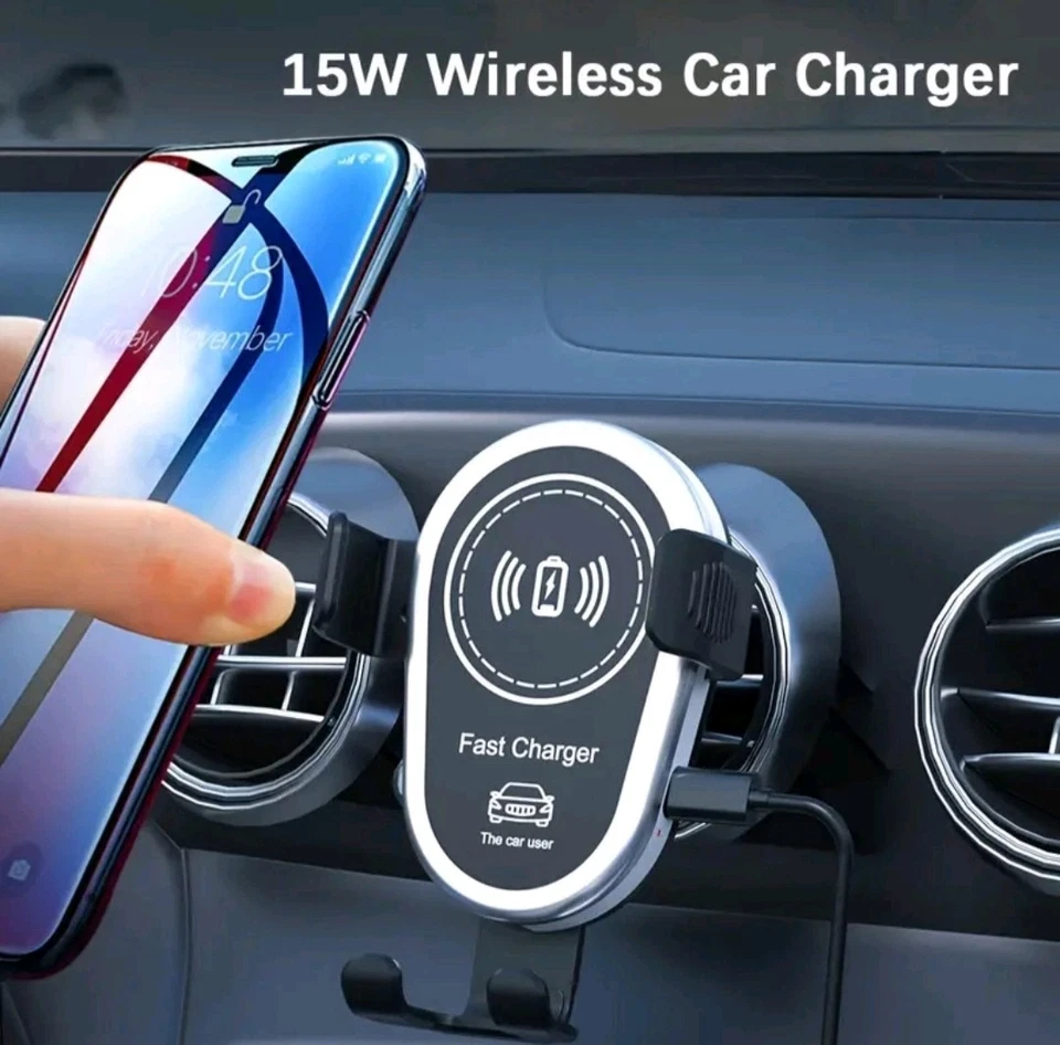 CARICABATTERIA CARICATORE AUTO WIFI WIRELESS SUPPORTO CELLULARE RICARICA VELOCE - Immagine 3 di 4