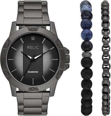 Relic by Fossil Men's Rylan Quartz Stainless Set Diamond Watch ZR97000