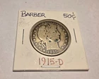 1915 D Barber Half Dollar Silver coin rare collectible Combine for free shipping