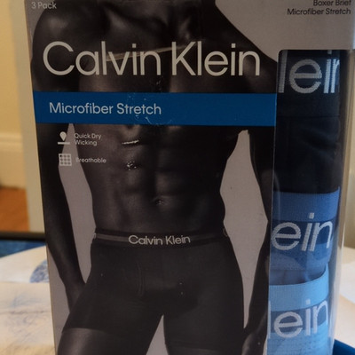 Calvin Klein Microfiber Stretch Boxer Briefs 3-Pack XL Black Quick Dry