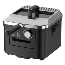 Hot Deal! Mainstays 4L Electric Deep Fryer, Matte Black, Stainless Lid, 1800W
