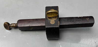 Antique Vintage Wood & Brass Carpenter s Scribe Mortise Woodworking