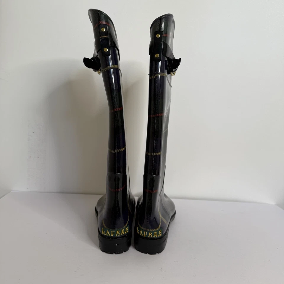 Lauren Ralph Lauren Rossalyn II Mujer’s Botas de Lluvia a Cuadros Talla 9 Foto 4 de 4
