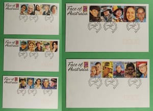 DR WHO 2001 AUSTRALIA 5 FDC FACES STRIP R81876