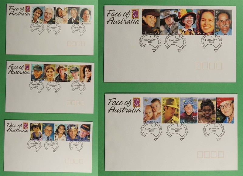 DR WHO 2001 AUSTRALIA 5 FDC FACES STRIP R81876