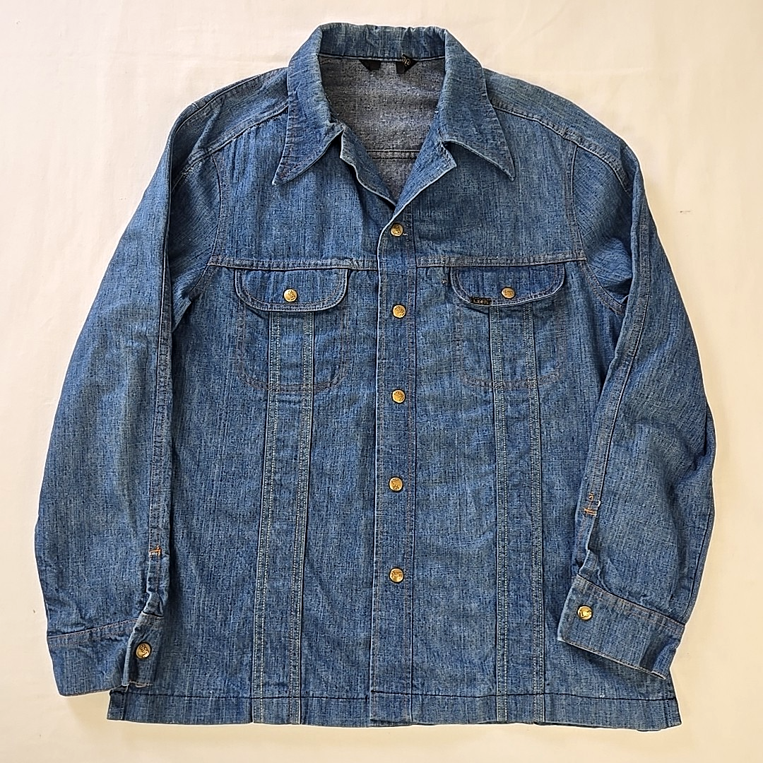 Vintage 70s Lee Jeans Denim Western Shirt Jacket Snap Button Front