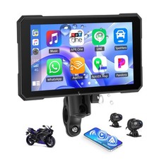 Motorcycle CarPlay Screen with 1080P Dash Cam Front Rear Camera, Wireless C...