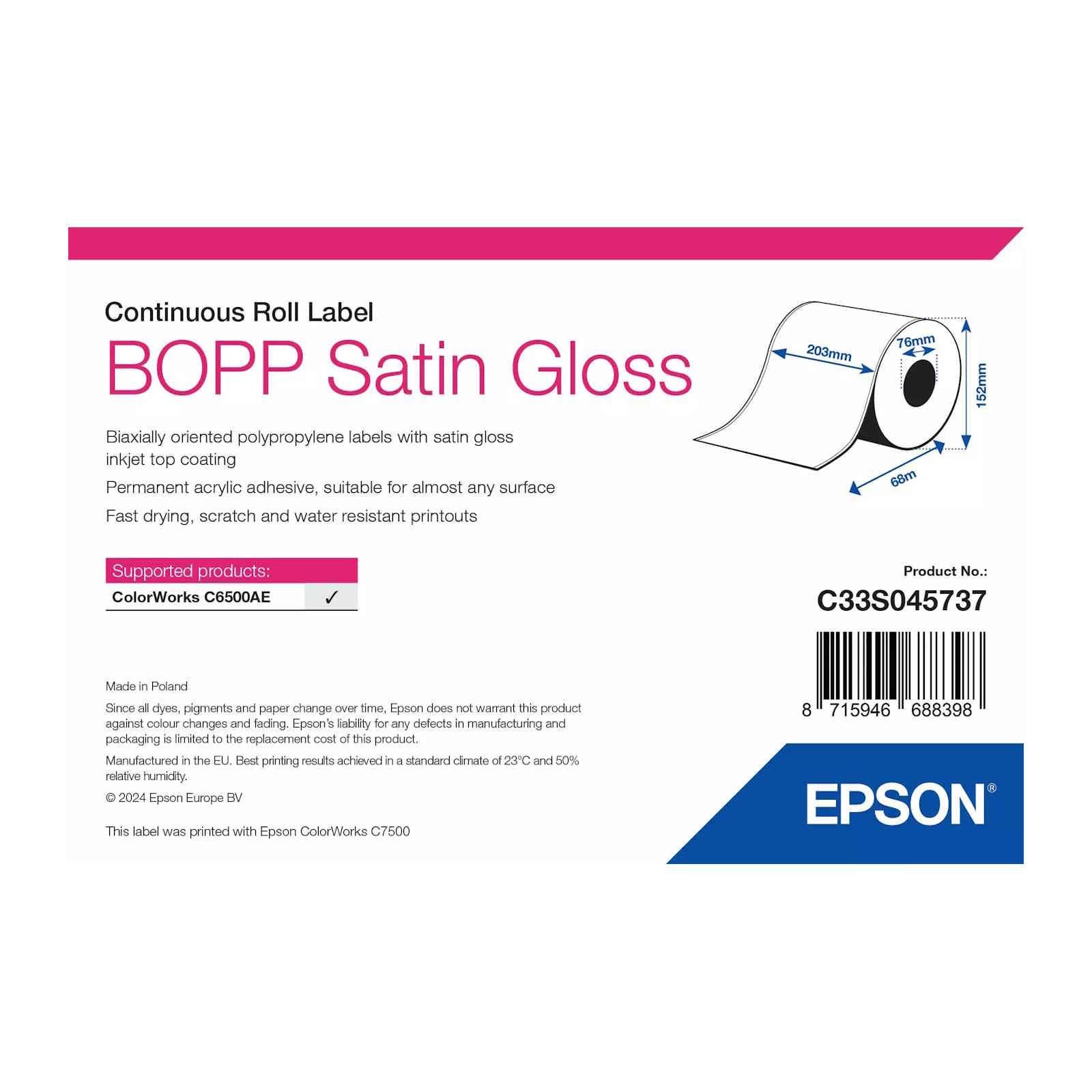 Epson C33S045737. Material: Polypropylene Pp Print Technology: Inkjet Adhesive M - Image 4