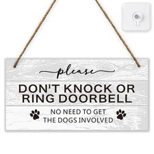 Dont Knock Sign for Front Door, Do Not Ring Doorbell Sign with a Hook, Dog Si...
