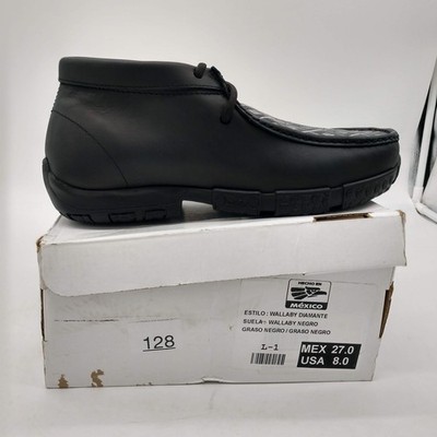 Reywelt Wallaby Diamante Shoes Men 8 Black Leather Geometric Square Toe Moccasin
