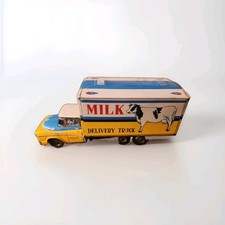 VTG 50s Tin Dodge 100 8 Milk Delivery Truck Friction Powered Toy Japan Works