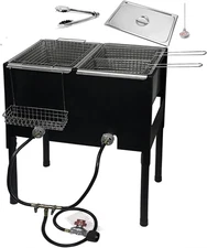Triple Deep Fryer-3 Basket Stainless Steel Propane Cooker-Outdoor Fish Fry/Chick