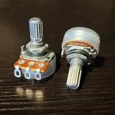 2 Alpha 1k ohm Linear Taper Log Pot, B1K, Solder Lugs Split Shaft Potentiometer