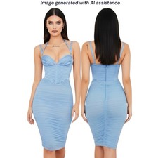 House of CB M baby blue corset mesh midi dress    $269 Retail