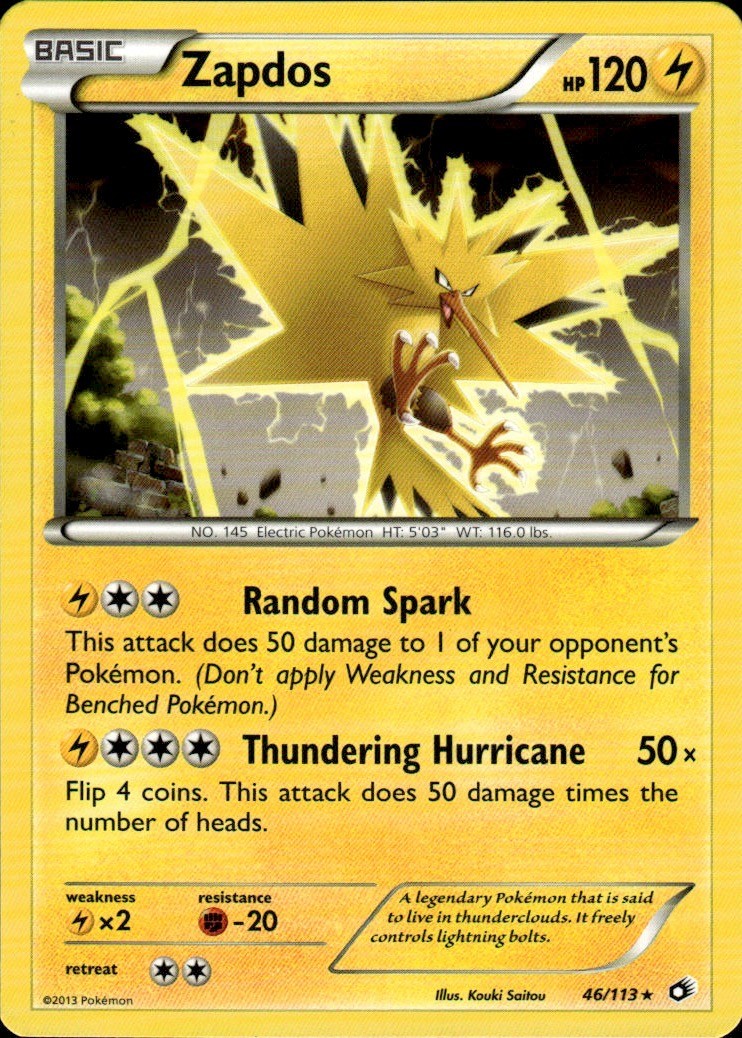 Zapdos (BW Legendary Treasures) 46/113 Rare Deck Exclusives Pokemon Near Mint