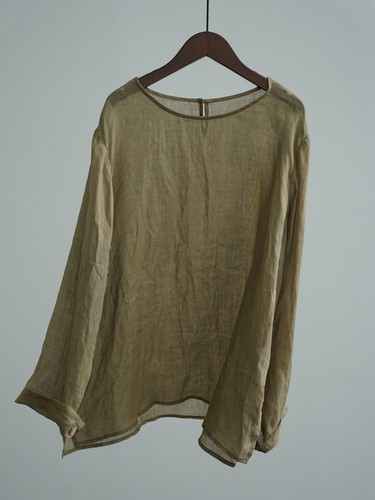 Womens Round Neck Pullover Ramie Mid Long Shirt Loose Top Retro Long Sleeve New - Bild 18 von 21