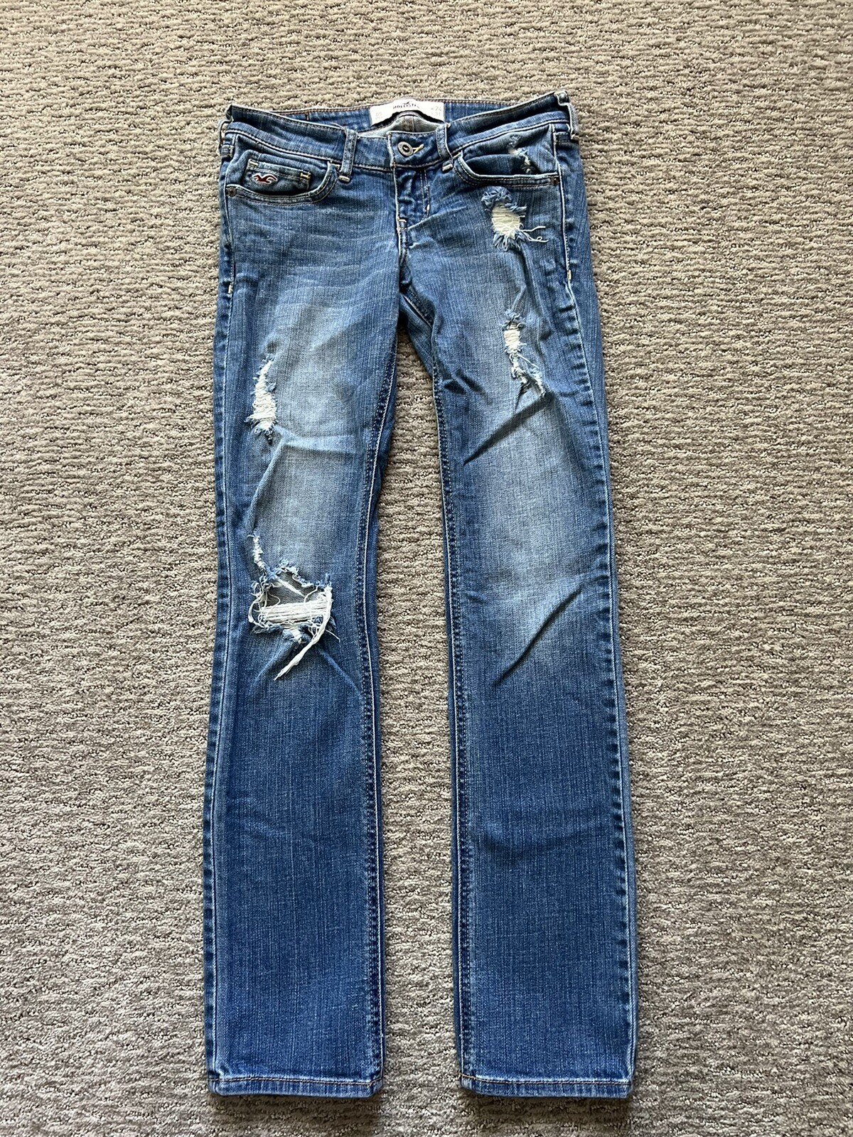 Low Rise Destroyed Women Hollister Co Straight Jeans … Gem