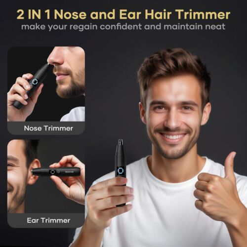 Maquina De Cortar Pelo Nariz Cejas y Orejas Impermeable Recargable Para Hombre - Picture 6 of 8