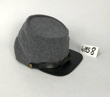 Confederate Civil War Grey Wool Kepi with Leather Brim - Size Small