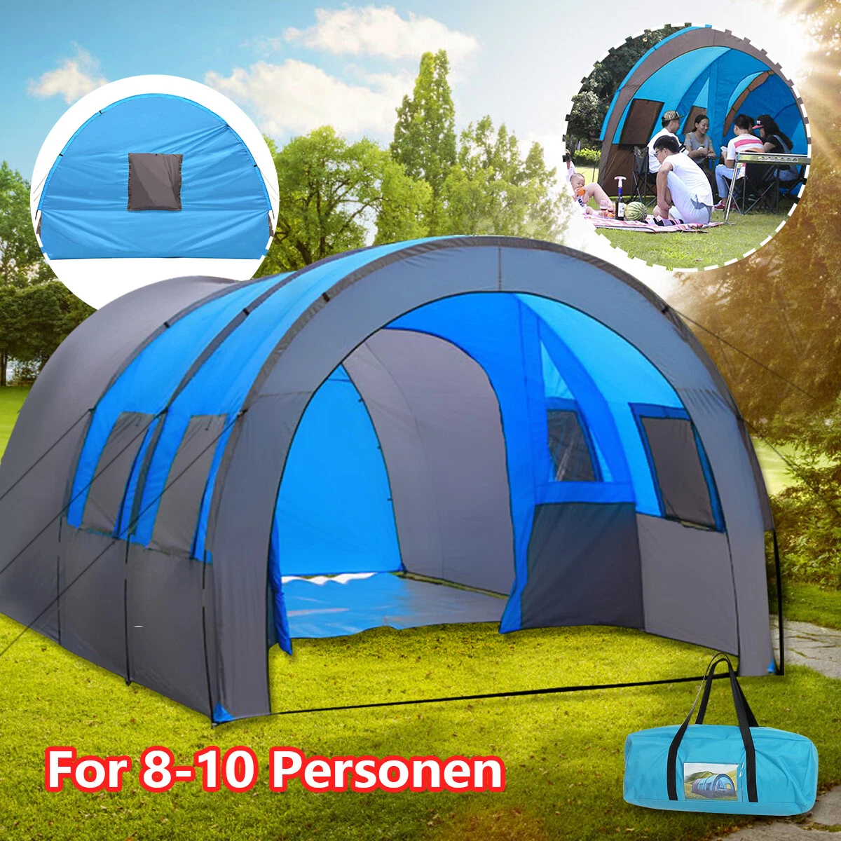 8 Persons Large Automatic Outdoor Camping 3 Rooms Large Waterproof Luxury  Big Family Hiking Tent - China Camping Tents and Tent price