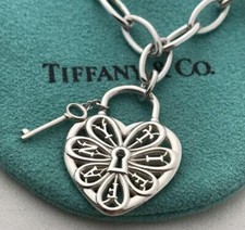 Tiffany & Co. Bracciale chiave cuore filigrana catena argento accessori donna...