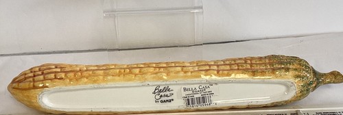 Bella Casa by Ganz Ceramic Large Olive Boat Tray Dish "Corn On the Cob" - Picture 5 of 7
