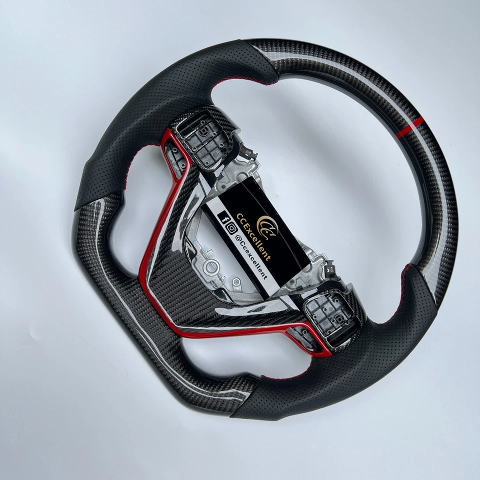 Volante de fibra de carbono apto para Toyota Highlander 3rd 2014 2015 2016-2019 Foto 2 de 4