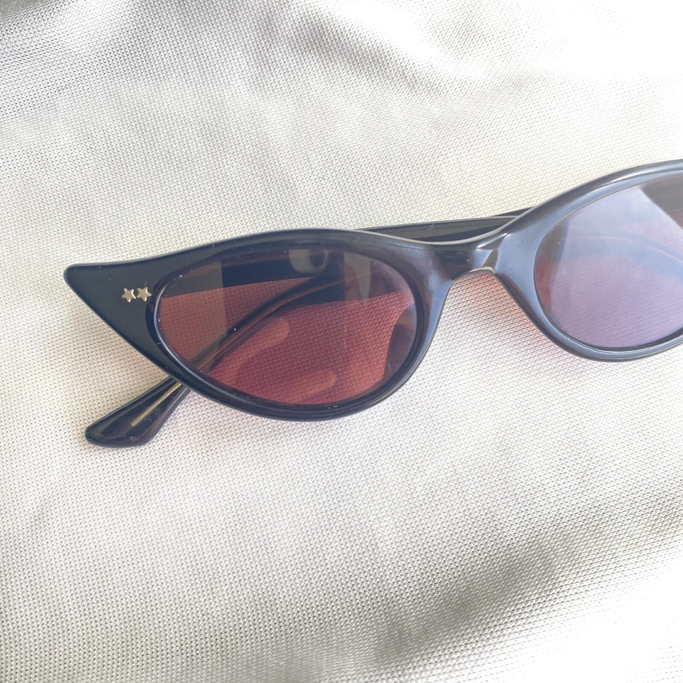 Gafas de sol MCM vintage años 50 60 mod negras ajustadas ojo de gato - hechas en JAPÓN Foto 3 de 4