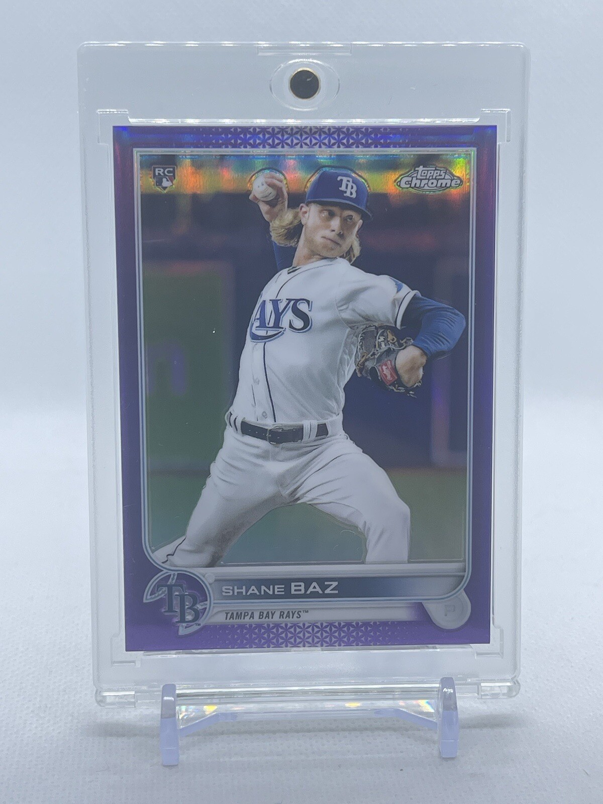 Shane Baz /250 2022 Topps Chrome Purple Refractor #201 Rookie RC Tampa Bay Rays