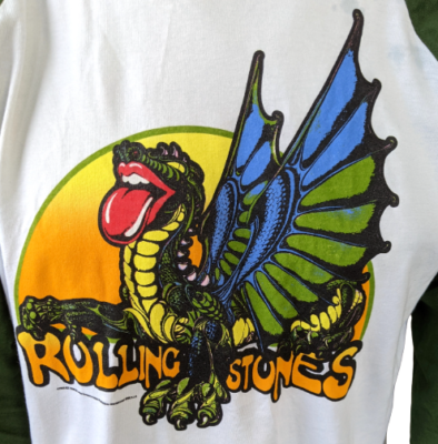 ビンテージ　ストーンズ　tattoo you '81 tour ベースボールT Vintage Men's Rolling Stones Tattoo you tour 1981 Dragon White