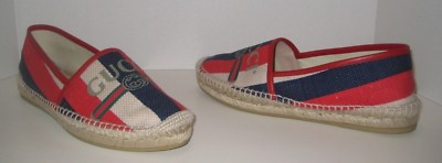 GUCCI LOGO ESPADRILLE FLAT RED/ WHITE/ BLUE SIZE 9.5US/ 39.5EU