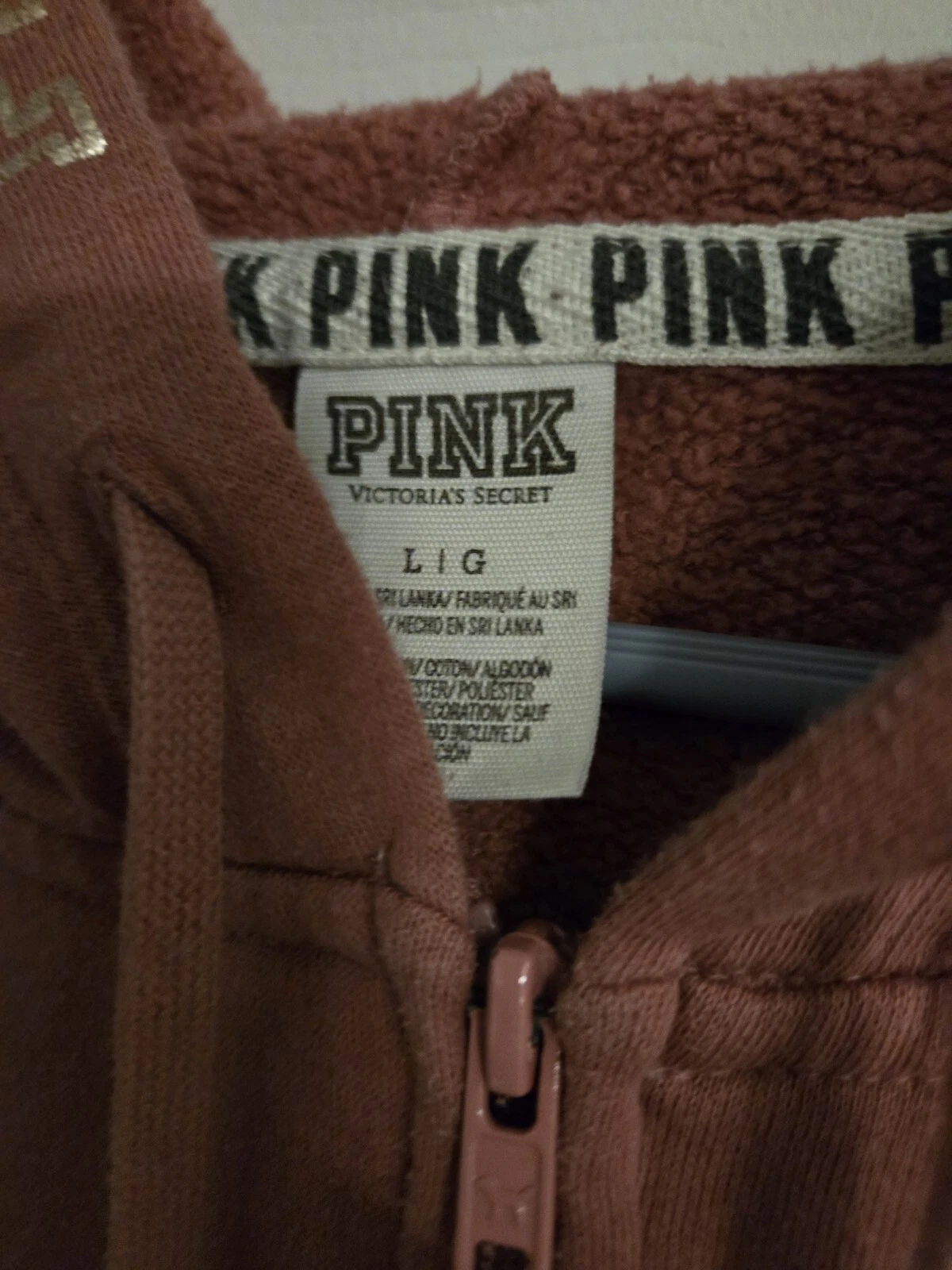 UNDERCOVER Felpa donna ROSA Victoria’s Secret rosa con cappuccio taglia large rosa malva giacca zip intera