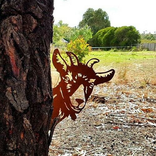 Art Hanging Metal Peeping Cow Goat Ornaments Outdoor Garden Adornment Home Decor - Foto 15 di 16