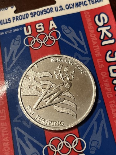 Vintage 1998 Nagano Winter Olympics Team USA Ski Jumping Coin General Mills - Picture 2 of 4