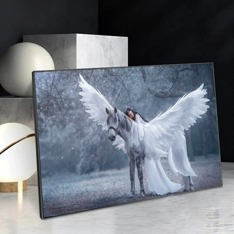 Pintura en lienzo joven elfo y unicornio arte de pared póster impreso arte decoración de pared Foto 4 de 4