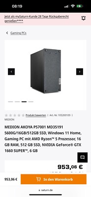 MEDION AKOYA  P57001, Gaming PC mit AMD Ryzen  5 5600G Prozessor,