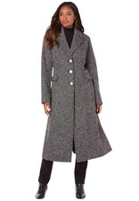 Roaman's Women's Plus Size Long Tweed Coat