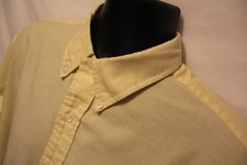 Mens Chaps Oxford XL 17 34-35 L/S Dress Shirt Light Yellow Cotton Blend