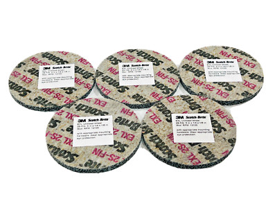 5 - Piece 3M Scotch-Brite 3'' x 1/4'' x 1/8''  2S Fine EXL Unitized Wheel 30575