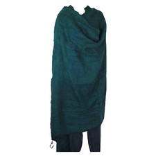 Yak Wool Blend Blanket/Throw Nepal Handmade Over-Sized  Aqua  Black