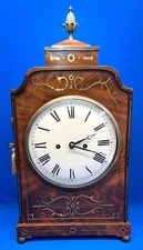 Antique English King Twin Fusee Brass Inlaid Bracket Clock