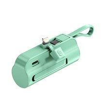 Dual Output 5000mAh Portable Power Bank with Built-in Type-C IOS Cable Compact