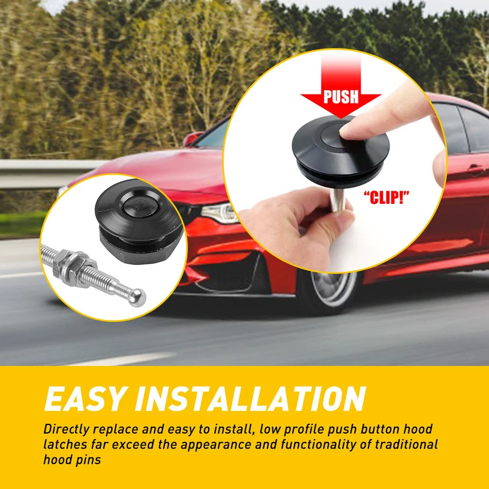 Red Universal 1.25" Pins Hood Quick Release Lock Latch Aluminum Upgrade Bumper - Image 4 of 4