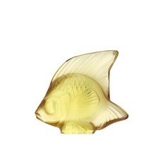 Factory New Lalique France Fish Sculpture in 'Yellow Gold' with Box