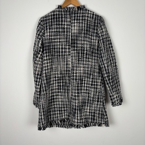 NEW Kate Spade Black White Tweed Fringe Coat Jacket - Picture 3 of 9