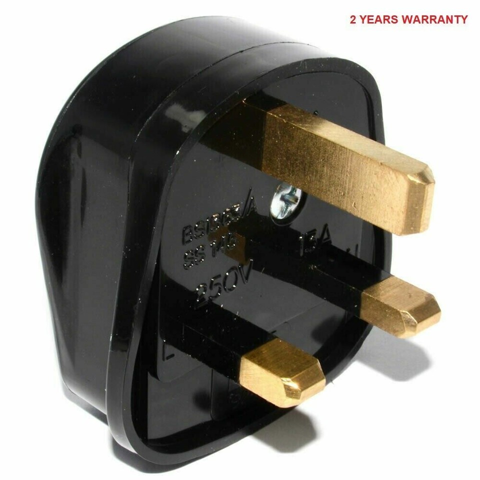 Fused Adapter Socket BLACK MAINS PLUG ELECTRIC POWER SOCKET ADAPTOR FUSED ADAPTER UK 3 PIN ...