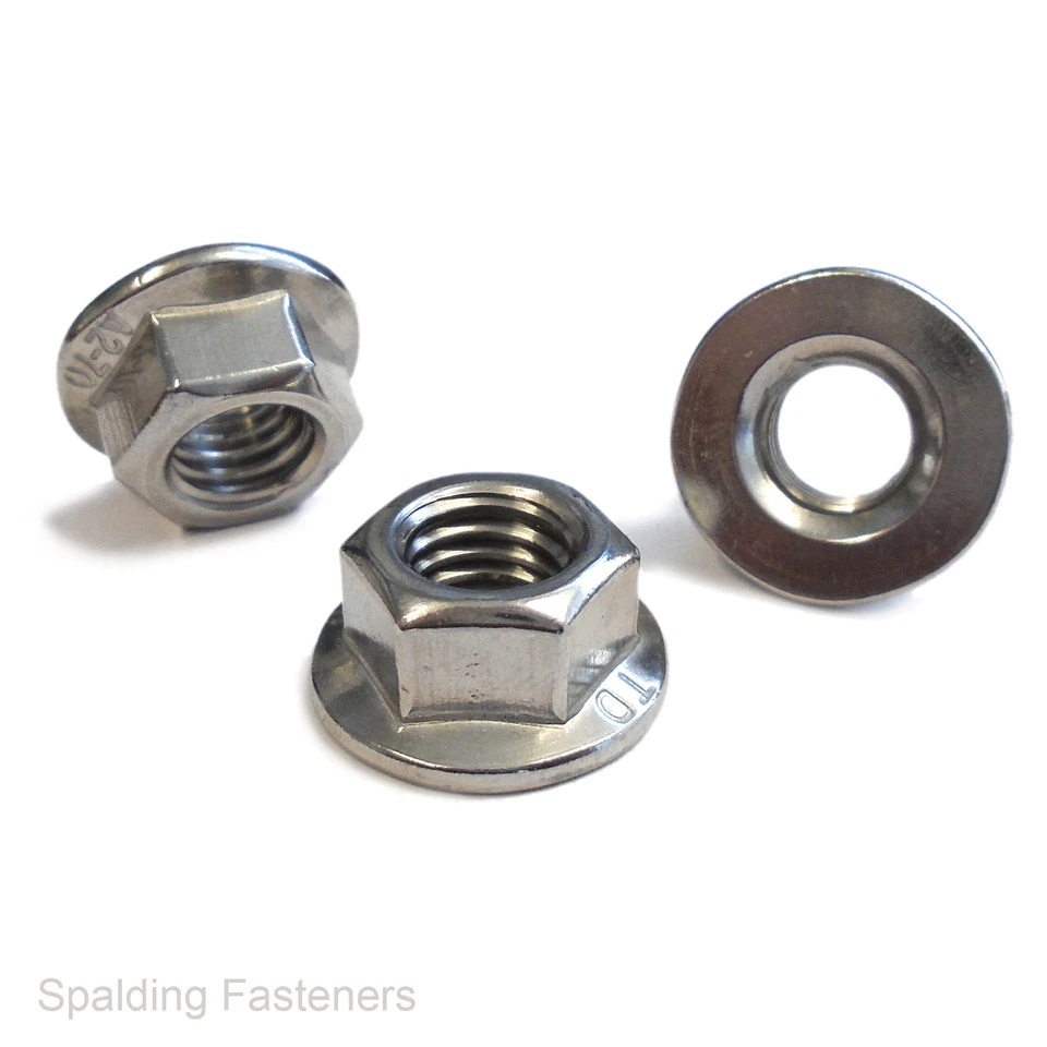 SPALDING FASTENERS Metric A2 Stainless Steel None Serrated Flange Nuts M4,M5,M6,M8,M10,M12